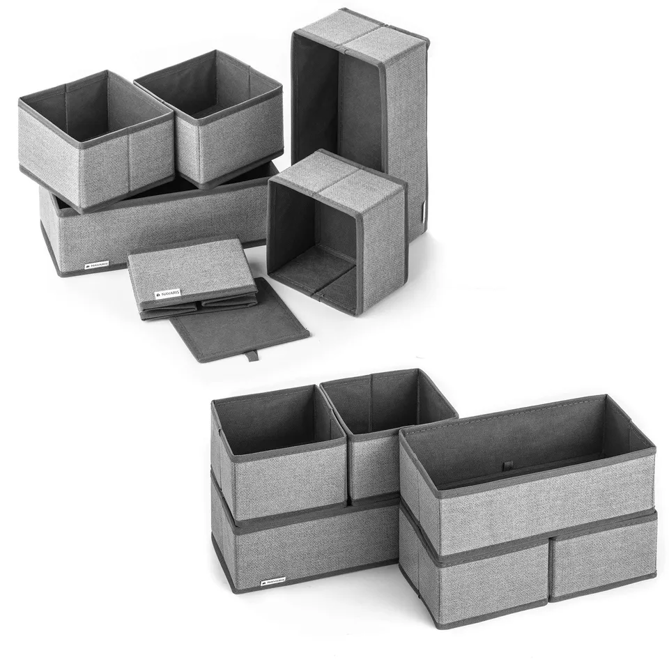 navaris-living-aufbewahrungsboxen-12er-set-grau-faltbar image 1