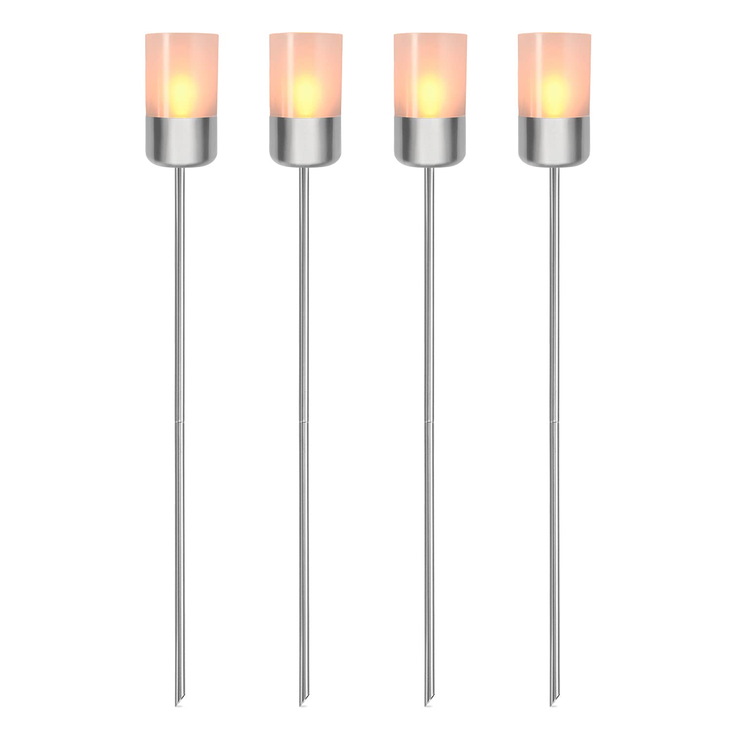 navaris-garden-led-solar-gartenfackel-edelstahl-4er-set-silber image 6