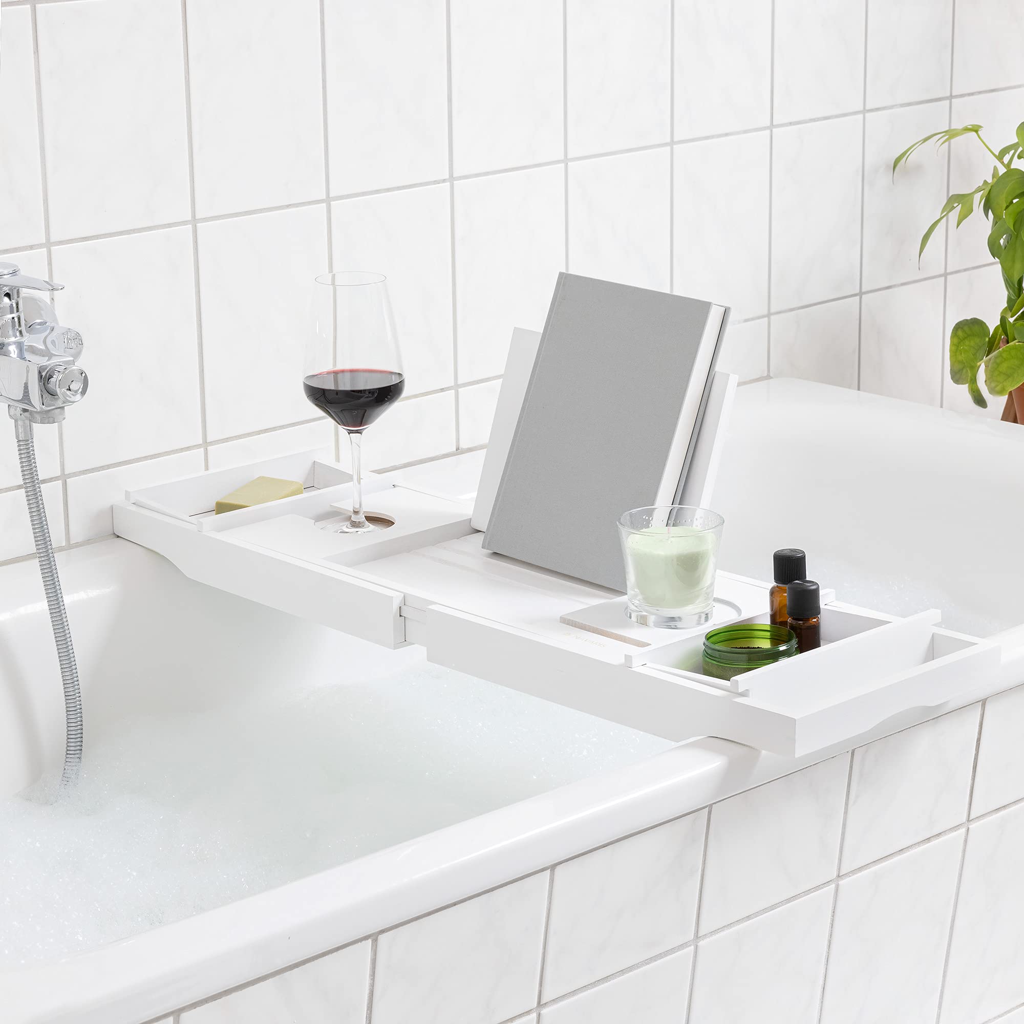navaris-beauty-badewannenablage-bambus-wei-ausziehbar image 2