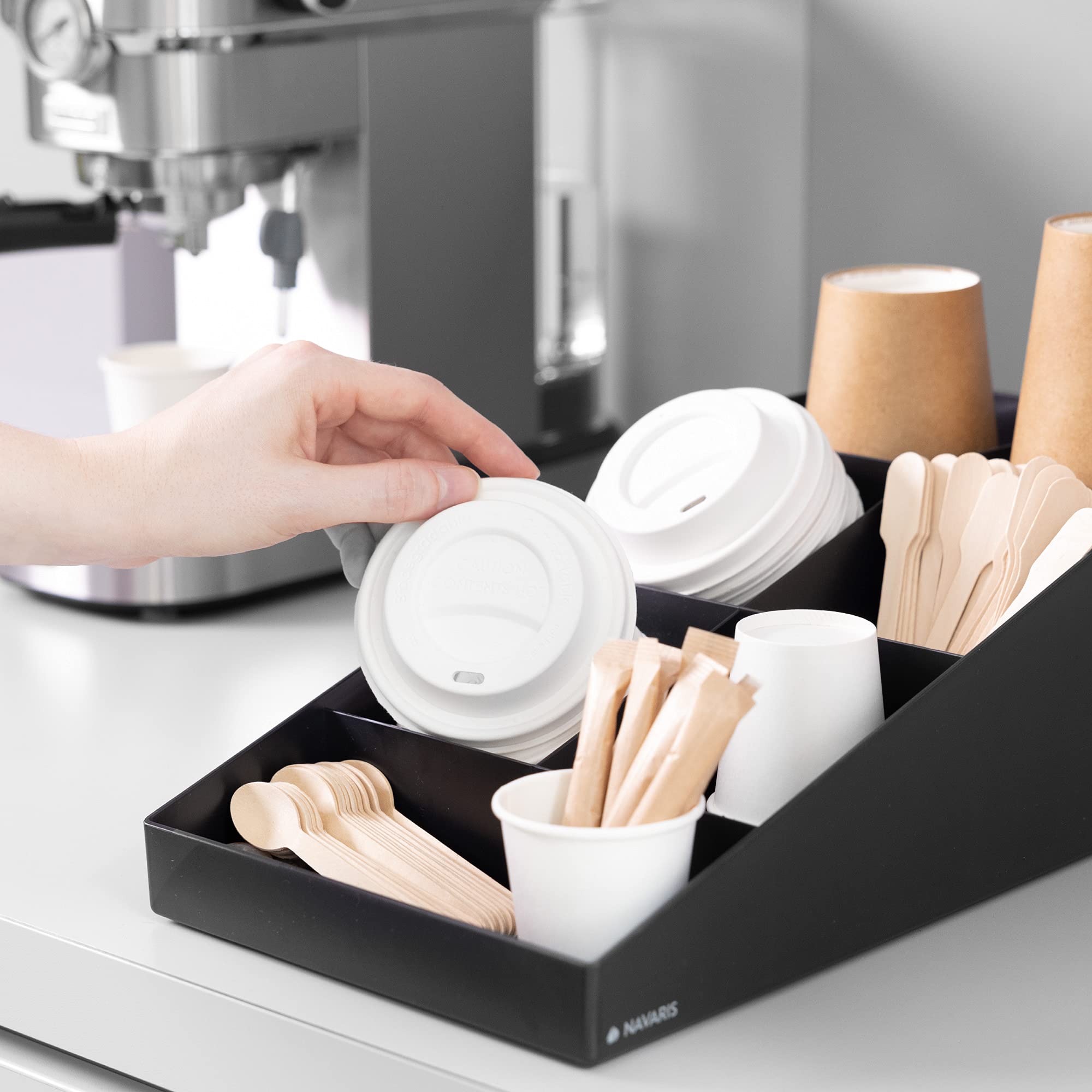 navaris-kaffee-organizer-kaffeebar-7-f-cher-aufbewahrungsbox-schwarz image 5