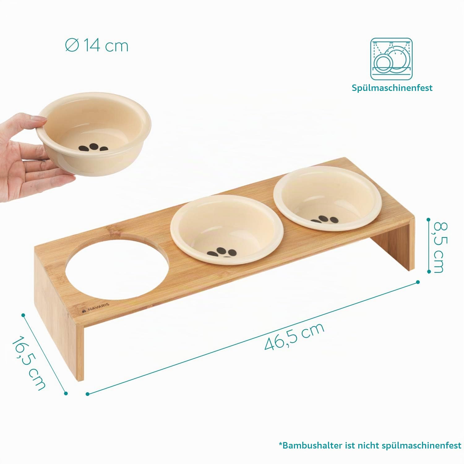 navaris-animals-futterstation-3er-keramiknapf-wei-360-ml image 3