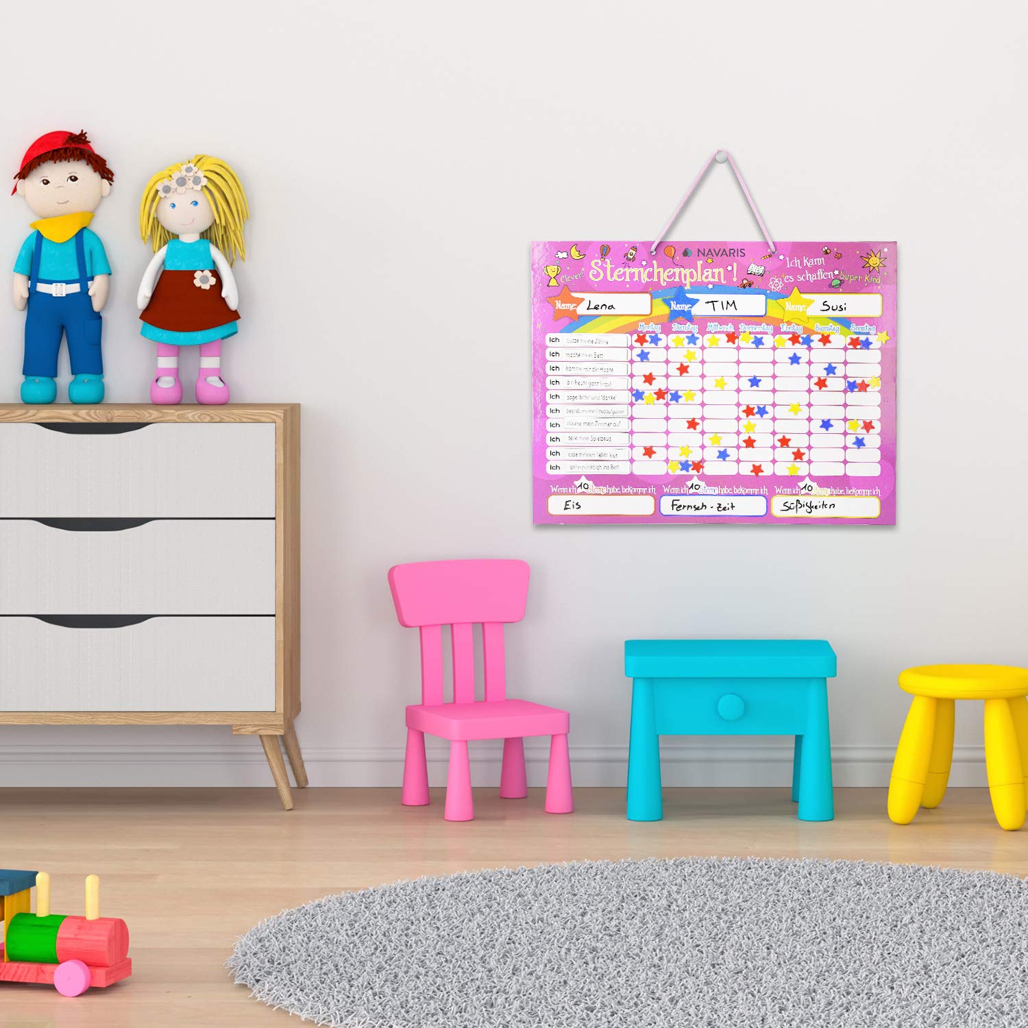 navaris-belohnungstafel-magnetisch-40x32cm-250-sterne-kinder image 5