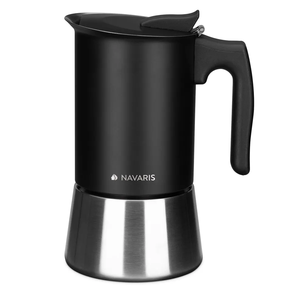 navaris-kitchen-espressokocher-6-tassen-edelstahl-schwarz-300ml image 1