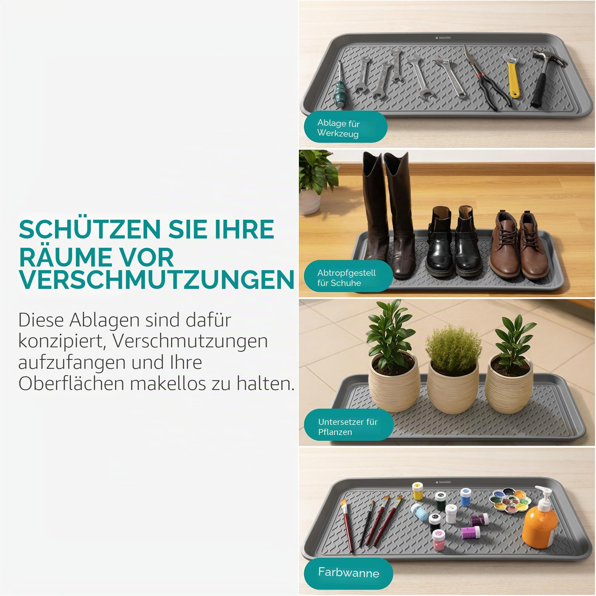 navaris-living-schuhabtropfschale-3er-set-grau-schuhmatte image 7