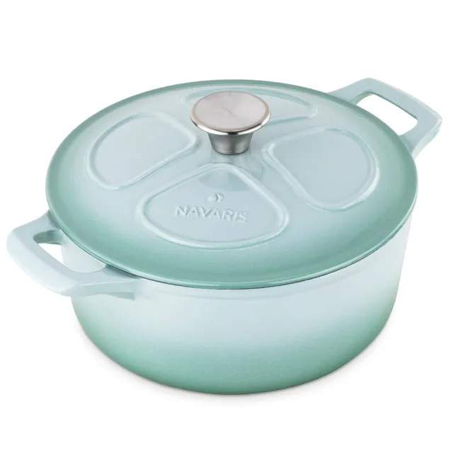 navaris-gusseisen-topf-3-5l-24cm-br-ter-minzgr-n-deckel image 1