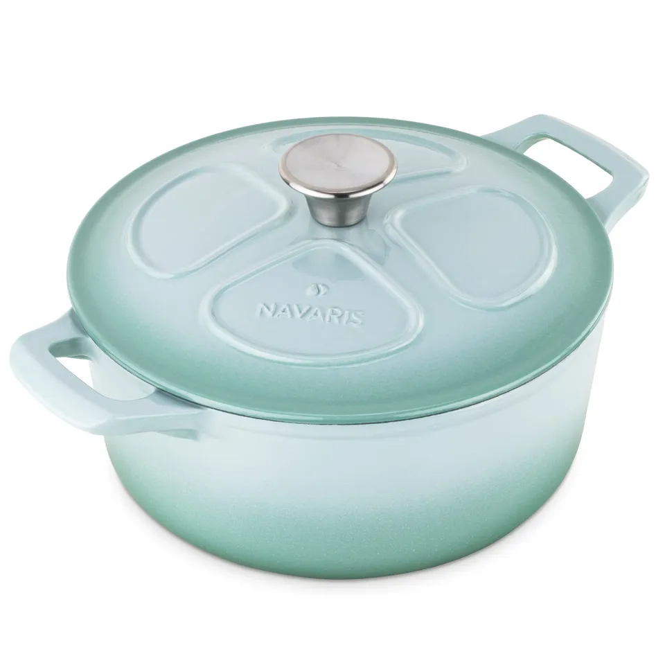 navaris-gusseisen-topf-3-5l-24cm-br-ter-minzgr-n-deckel image 1
