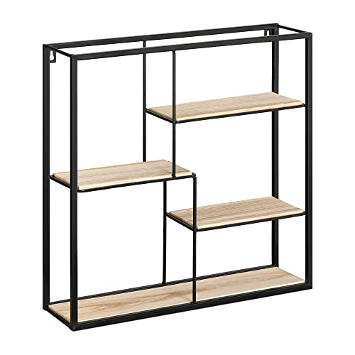 navaris-kitchen-wandregal-metall-holz-46x46x11cm-schwarz-industrial image 8