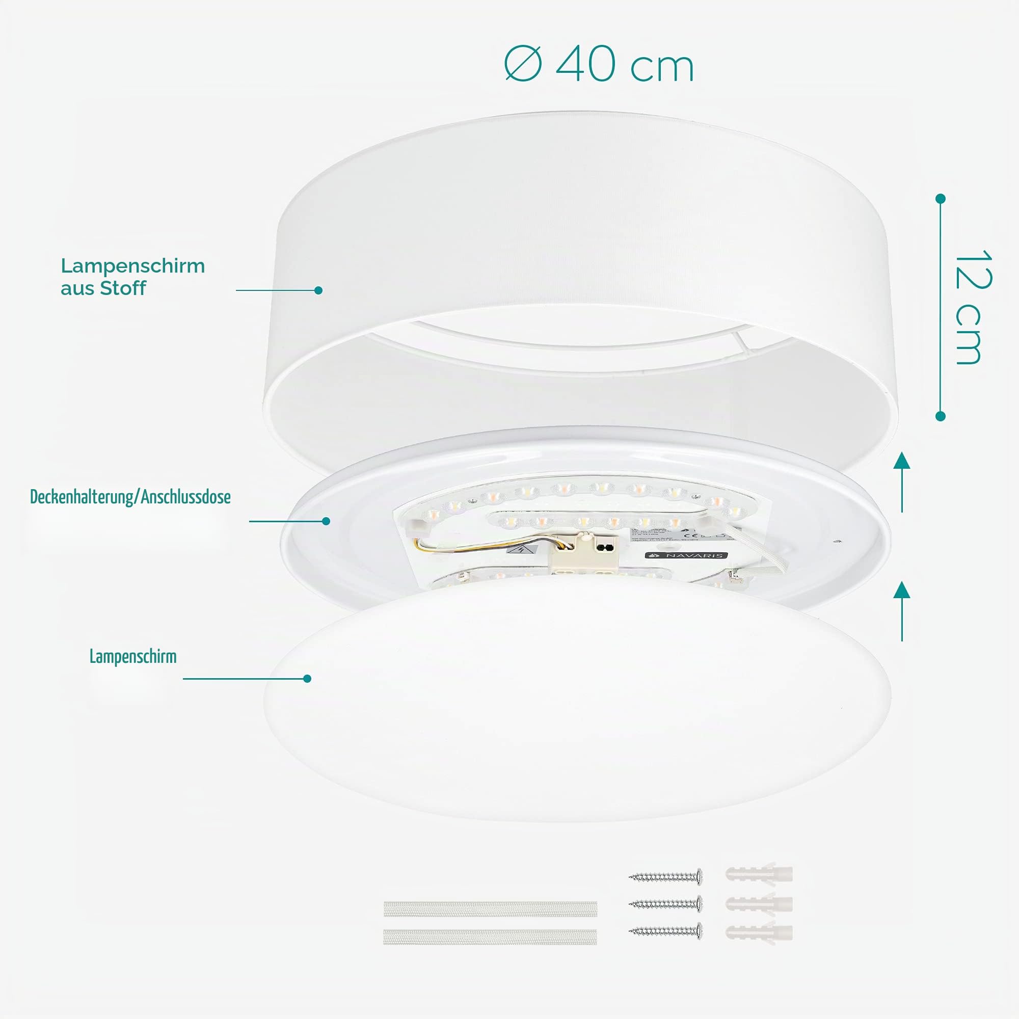 navaris-lighting-led-deckenleuchte-40-cm-rund-wei-dimmbar image 6