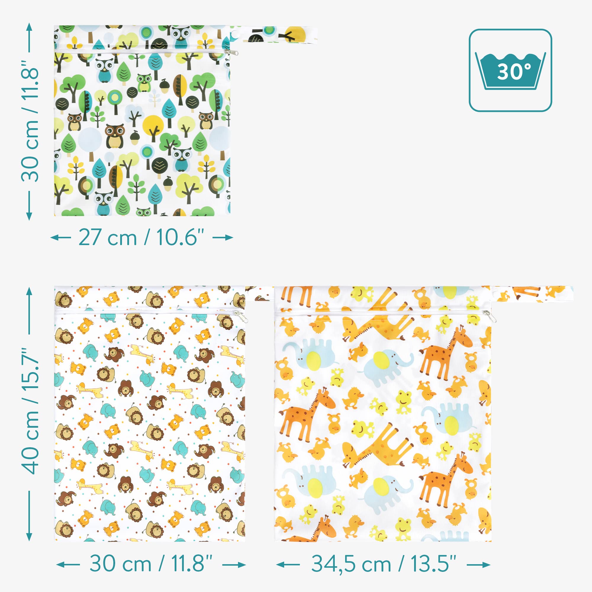 navaris-children-nasstasche-wetbag-3er-set-tier-wasserdicht-bunt image 5