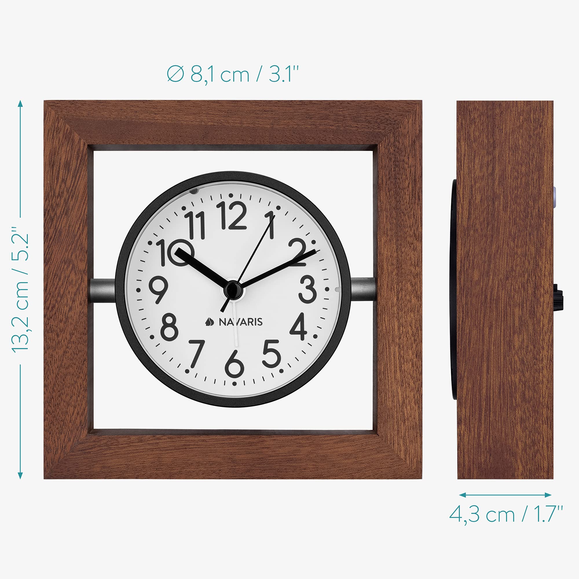 navaris-living-tischuhr-holz-analog-dunkelbraun-lautlos-13cm image 4