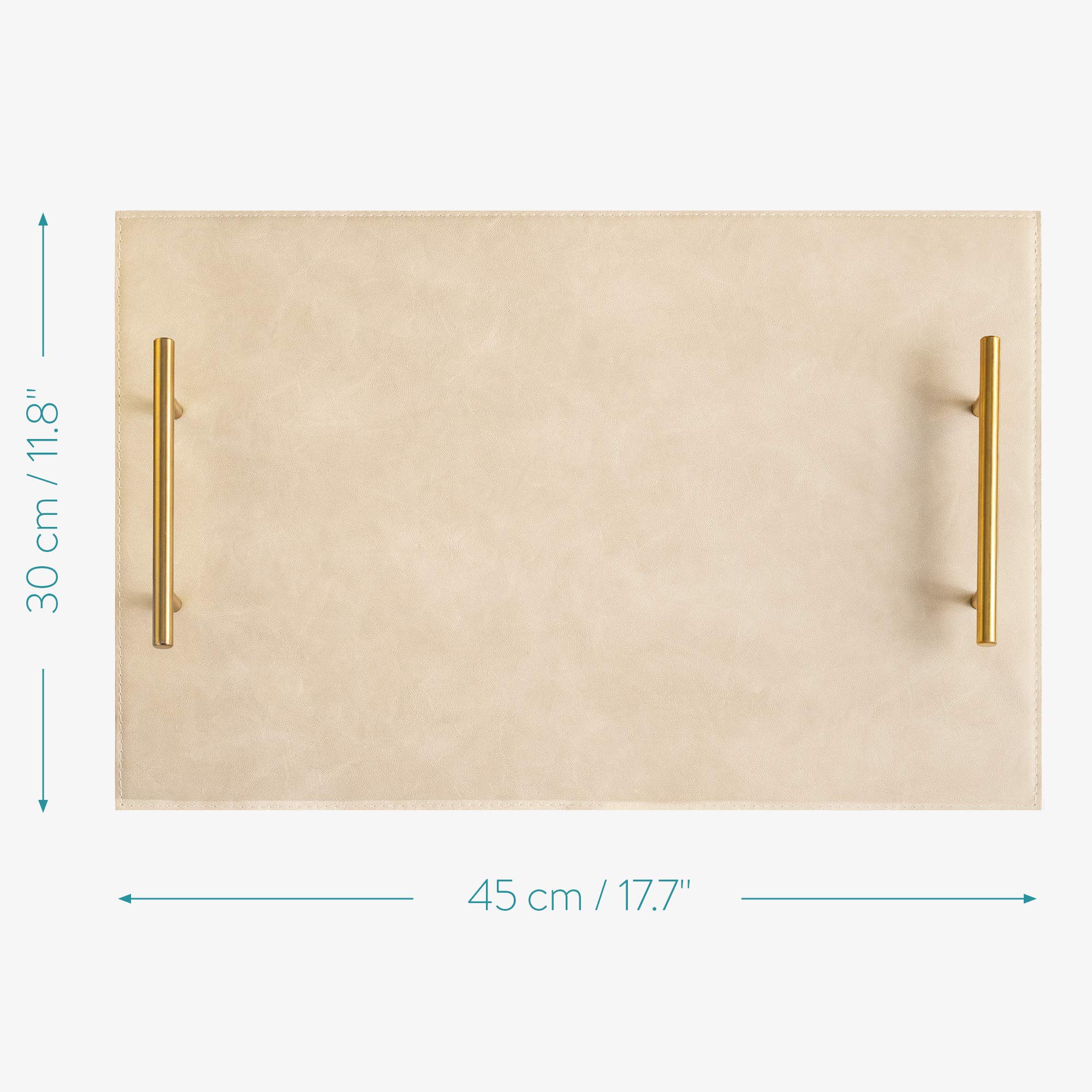 navaris-serviertablett-metall-kunstleder-beige-45x30-cm-griffe image 6