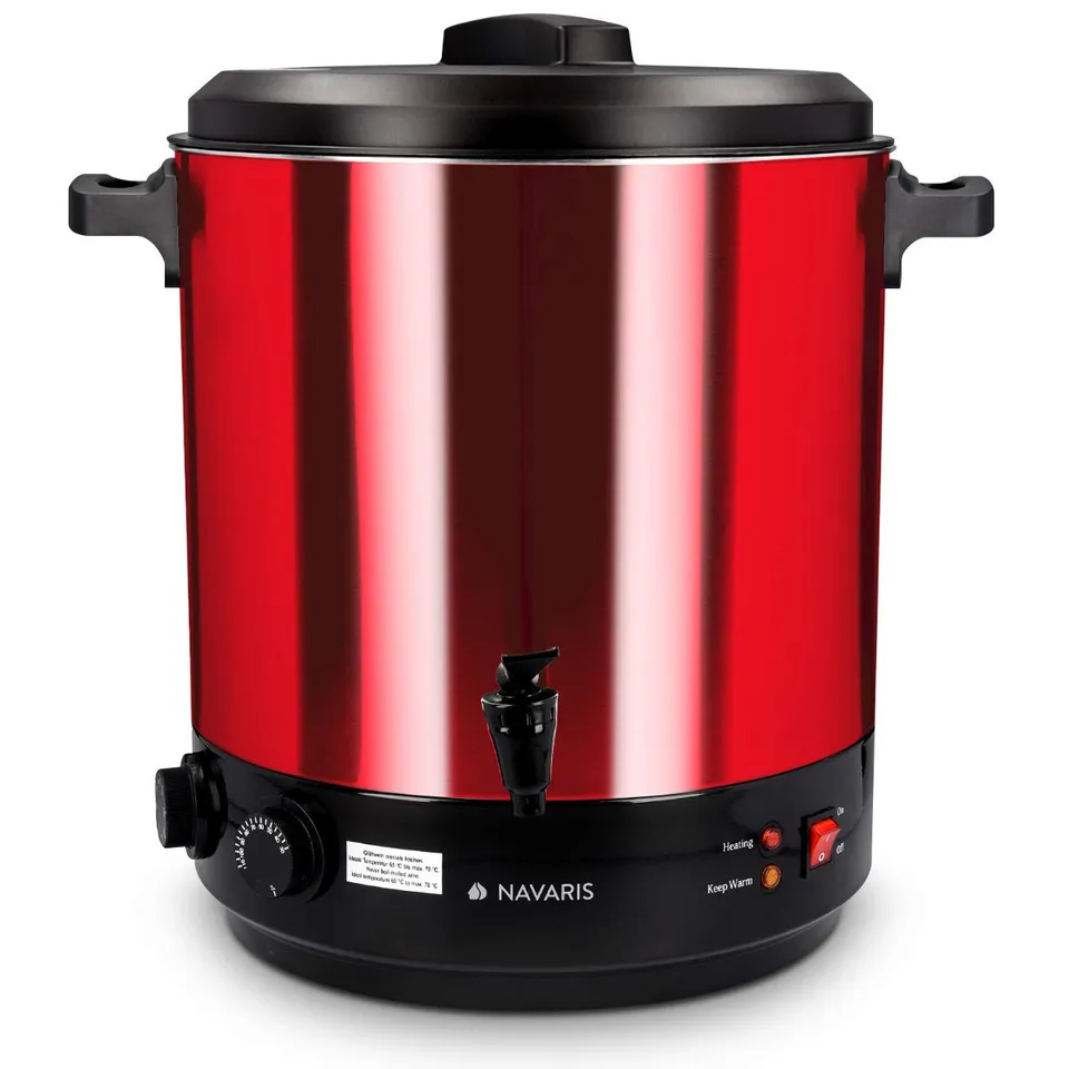 navaris-kitchen-einkochautomat-27l-einkochtopf-rot-mit-zapfhahn image 1