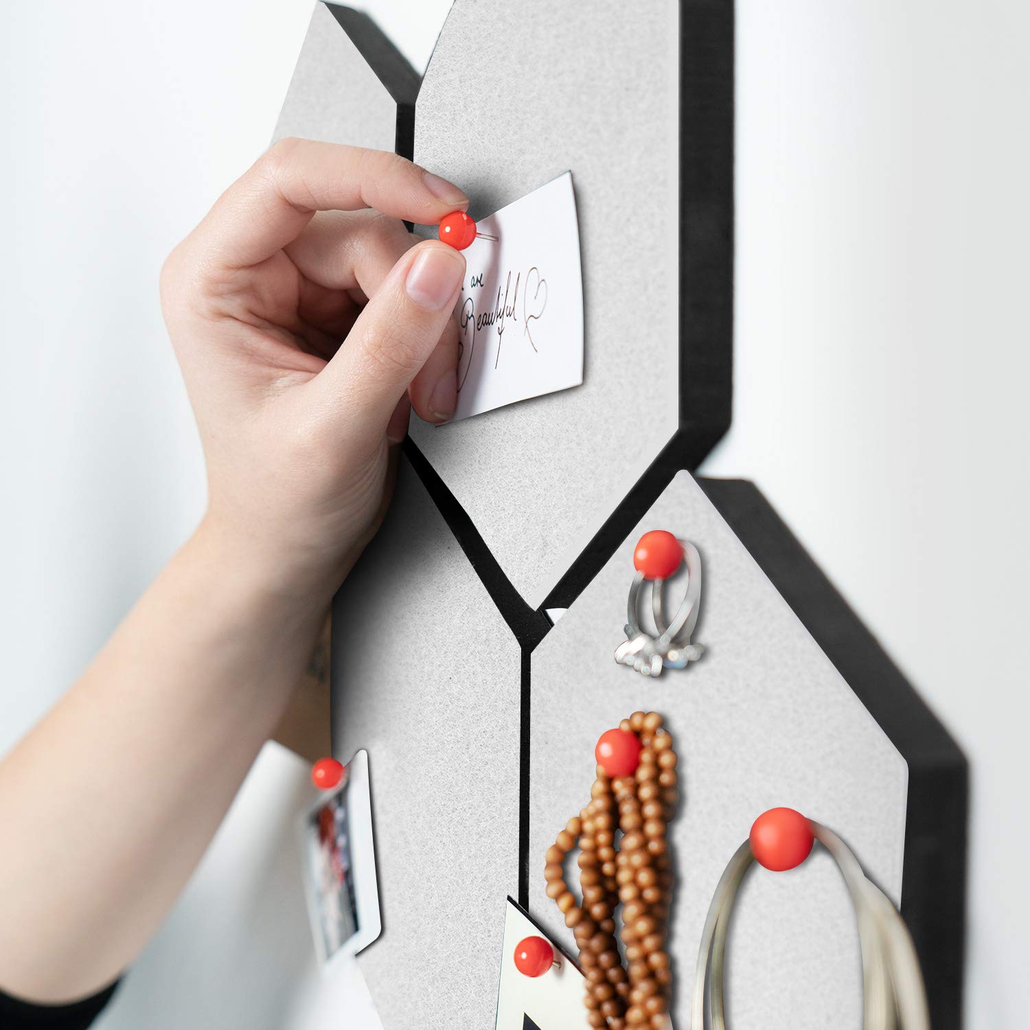 navaris-filz-memoboards-6er-set-wei-sechseckig-mit-pins image 2