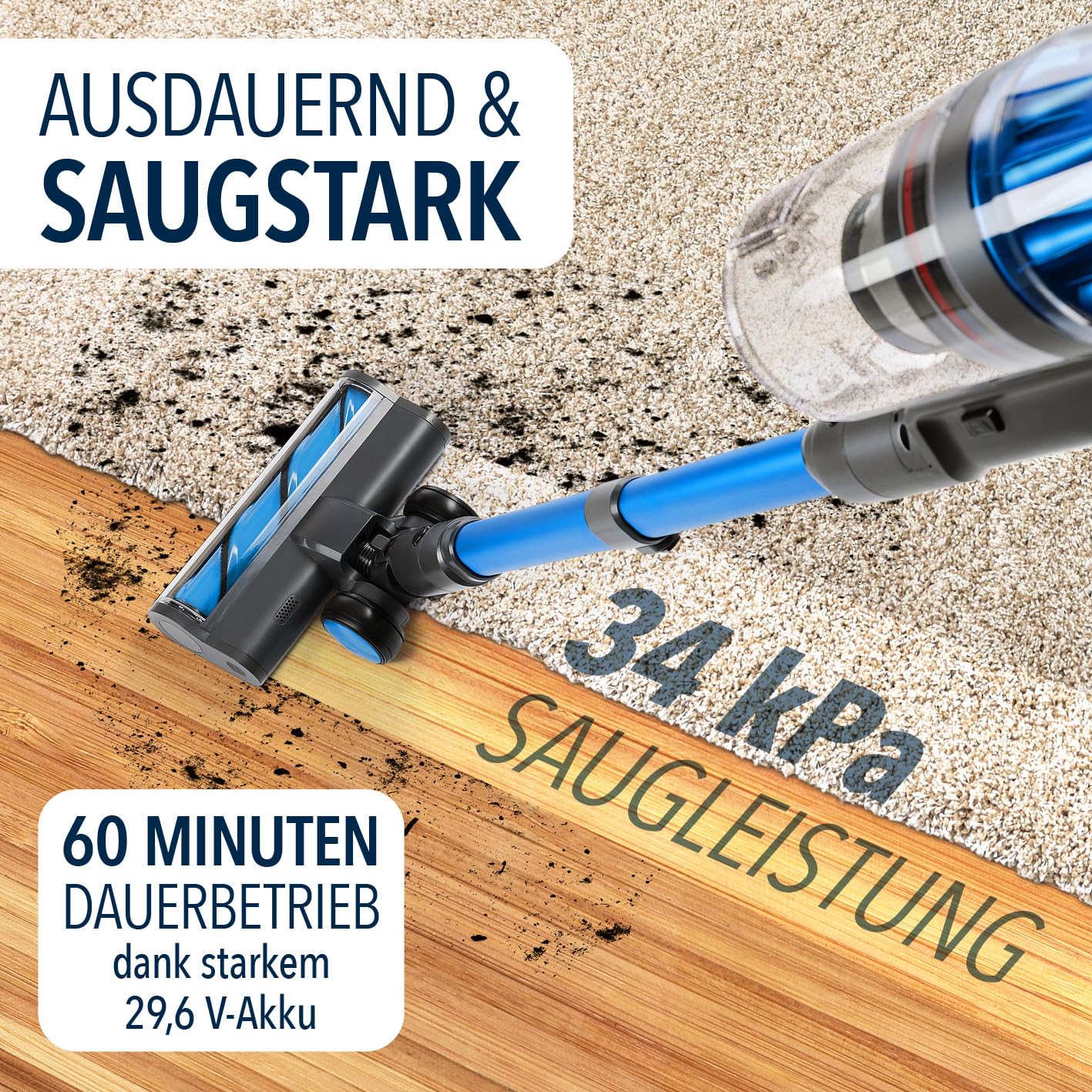 cleanmaxx-aerotec-500-akkusauger-absaugstation-grau-blau-34kpa image 4