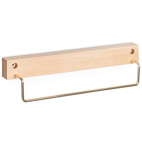 navaris-handtuchhalter-holz-buche-gold-30cm-wandmontage image 8