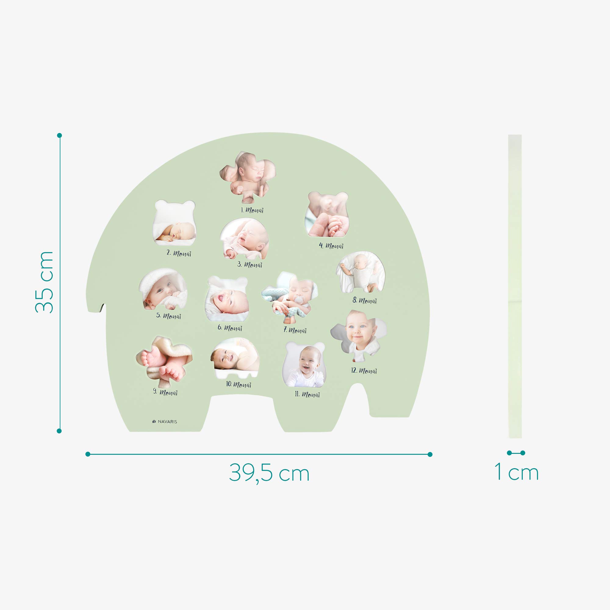 navaris-office-bilderrahmen-baby-elefant-12-monate-mdf image 4