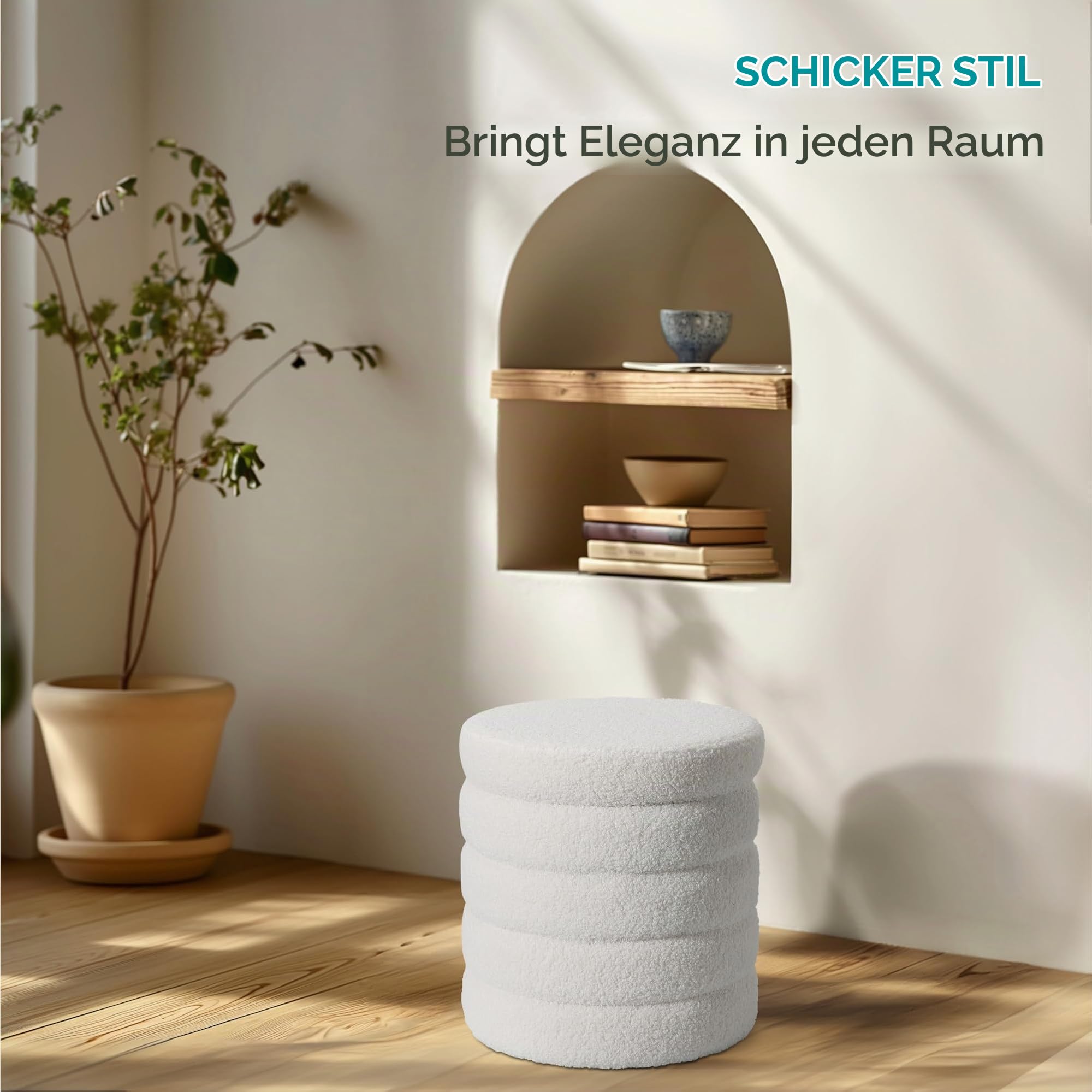 navaris-beauty-pouf-hocker-wei-rund-boucle-stauraum-teddy image 6