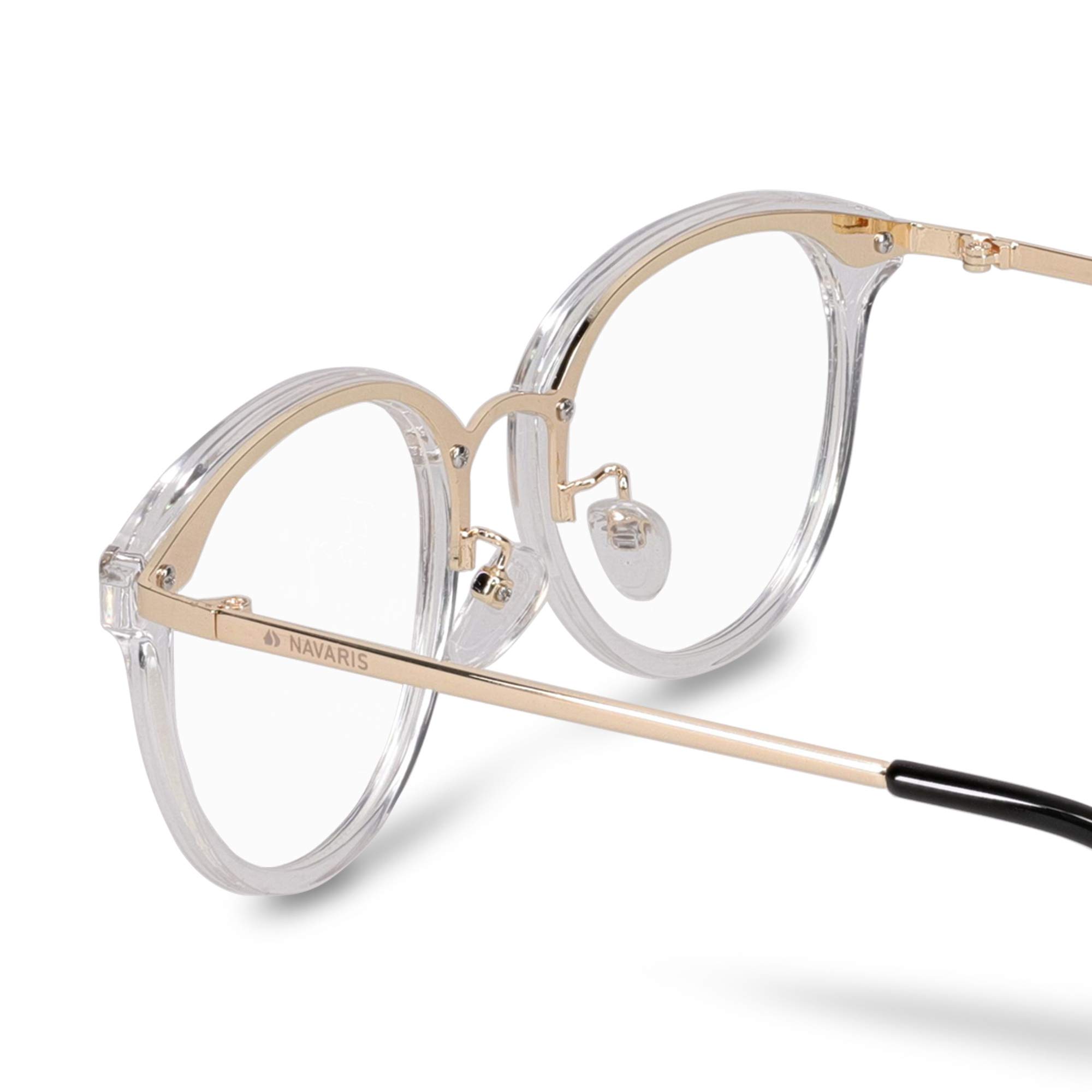 navaris-retro-brille-ohne-st-rke-nerdbrille-vintage-gold image 3