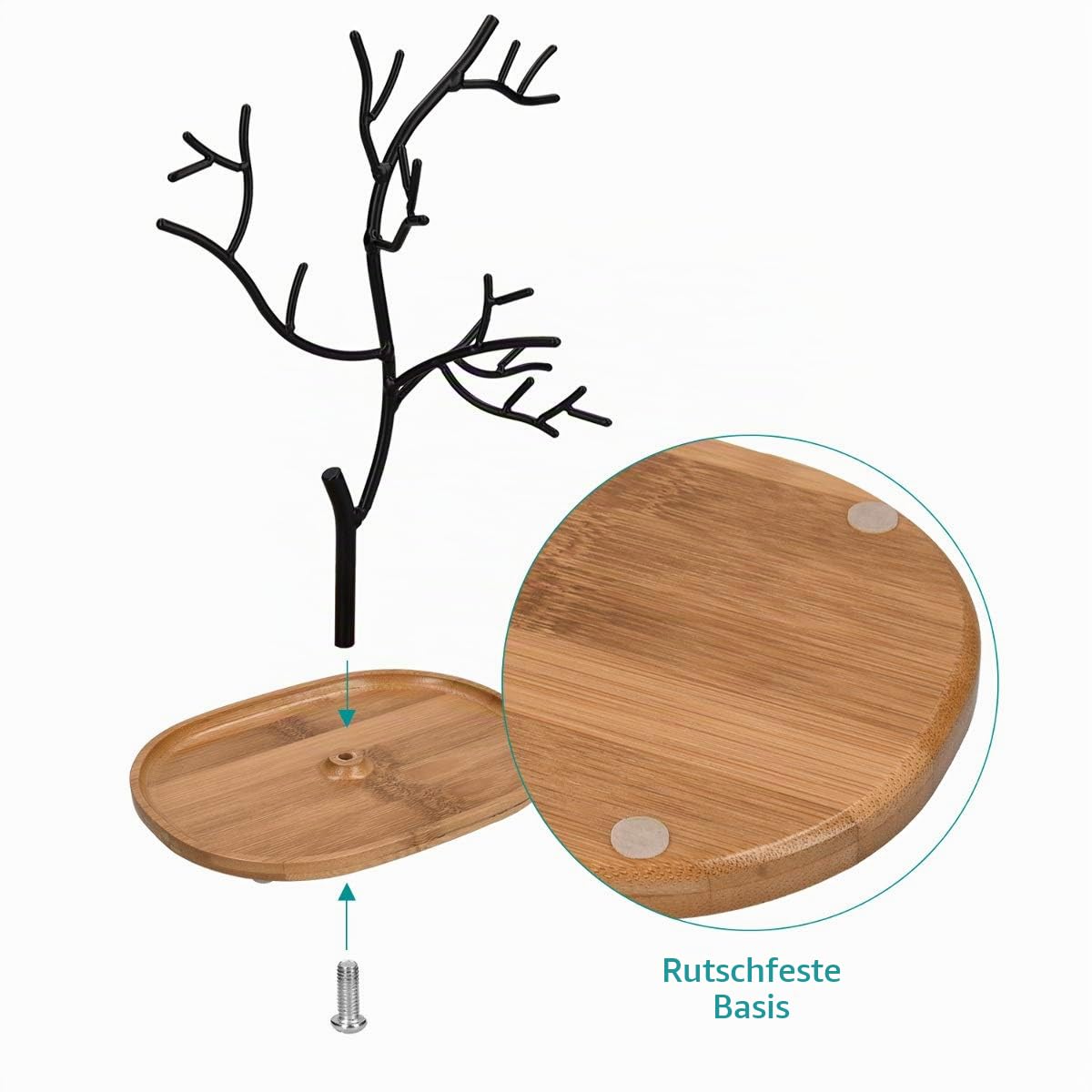 navaris-schmuckbaum-holz-metall-schmuckst-nder-25-cm image 6
