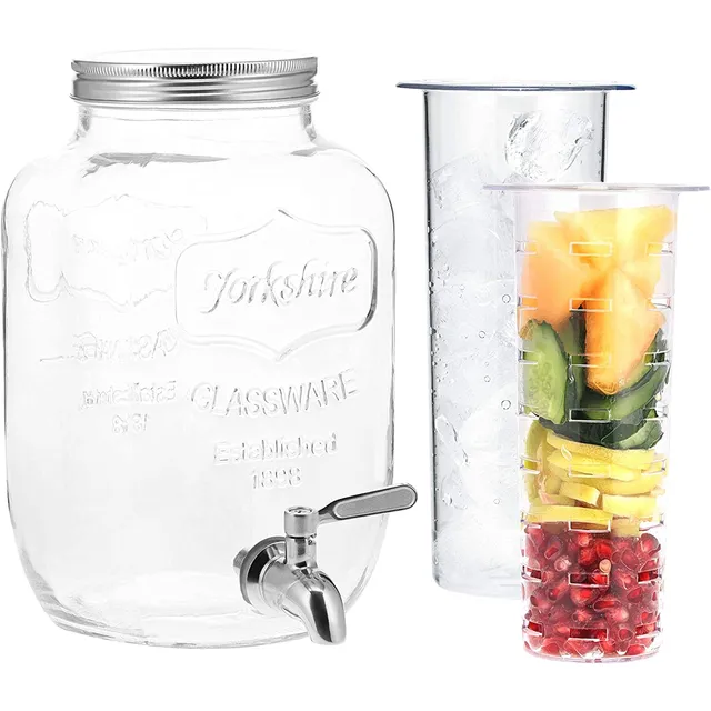 navaris-kitchen-wasserspender-4l-glas-zapfhahn-fruchteinsatz image 1