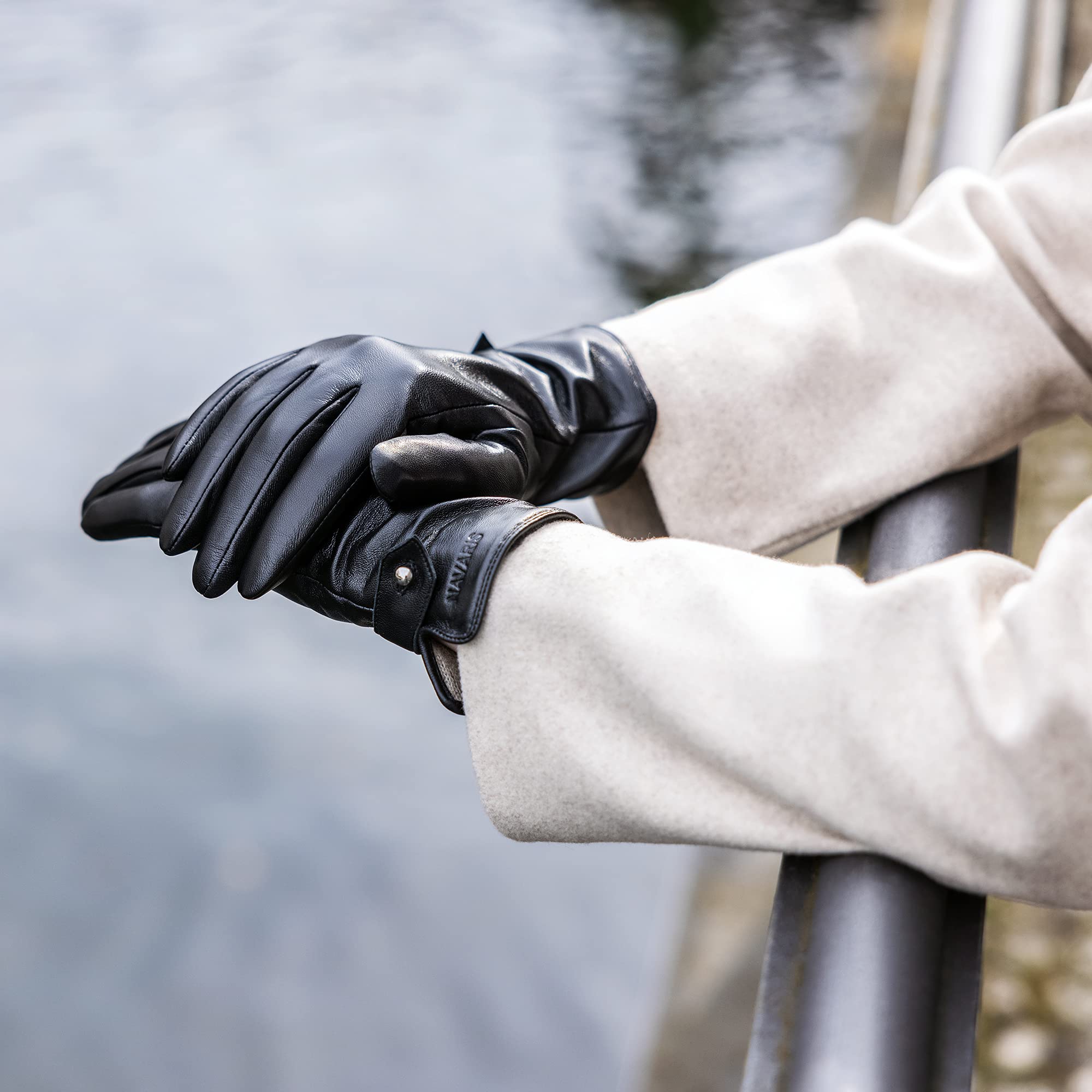 navaris-touchscreen-lederhandschuhe-damen-lammleder-kaschmir image 2