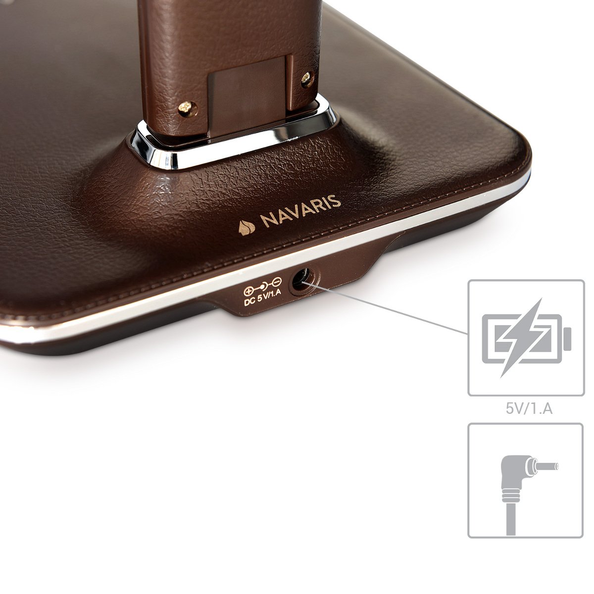 navaris-led-tischlampe-schreibtischlampe-braun-mit-wecker image 5