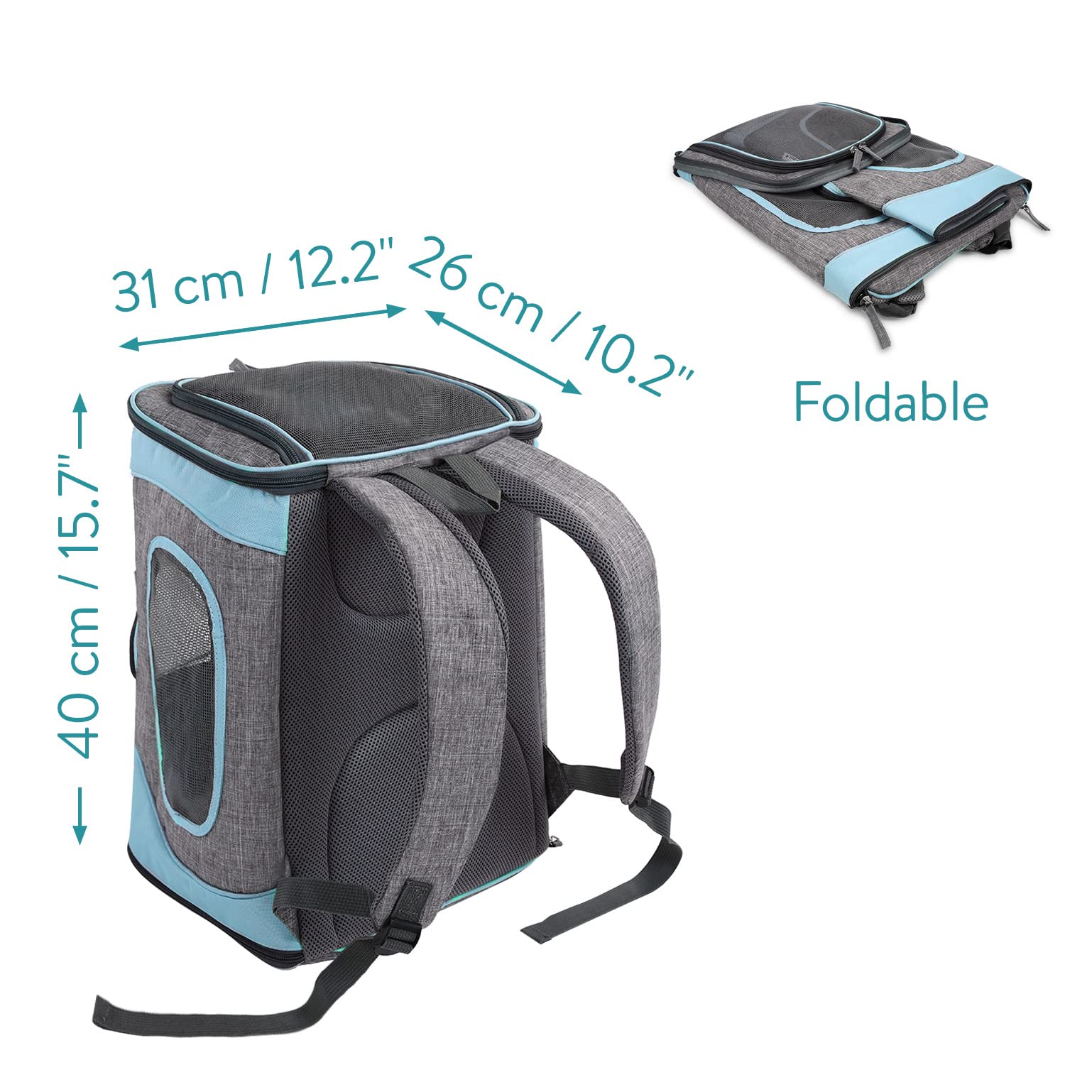 navaris-animals-katzenrucksack-blau-15kg-faltbar-gepolstert image 4