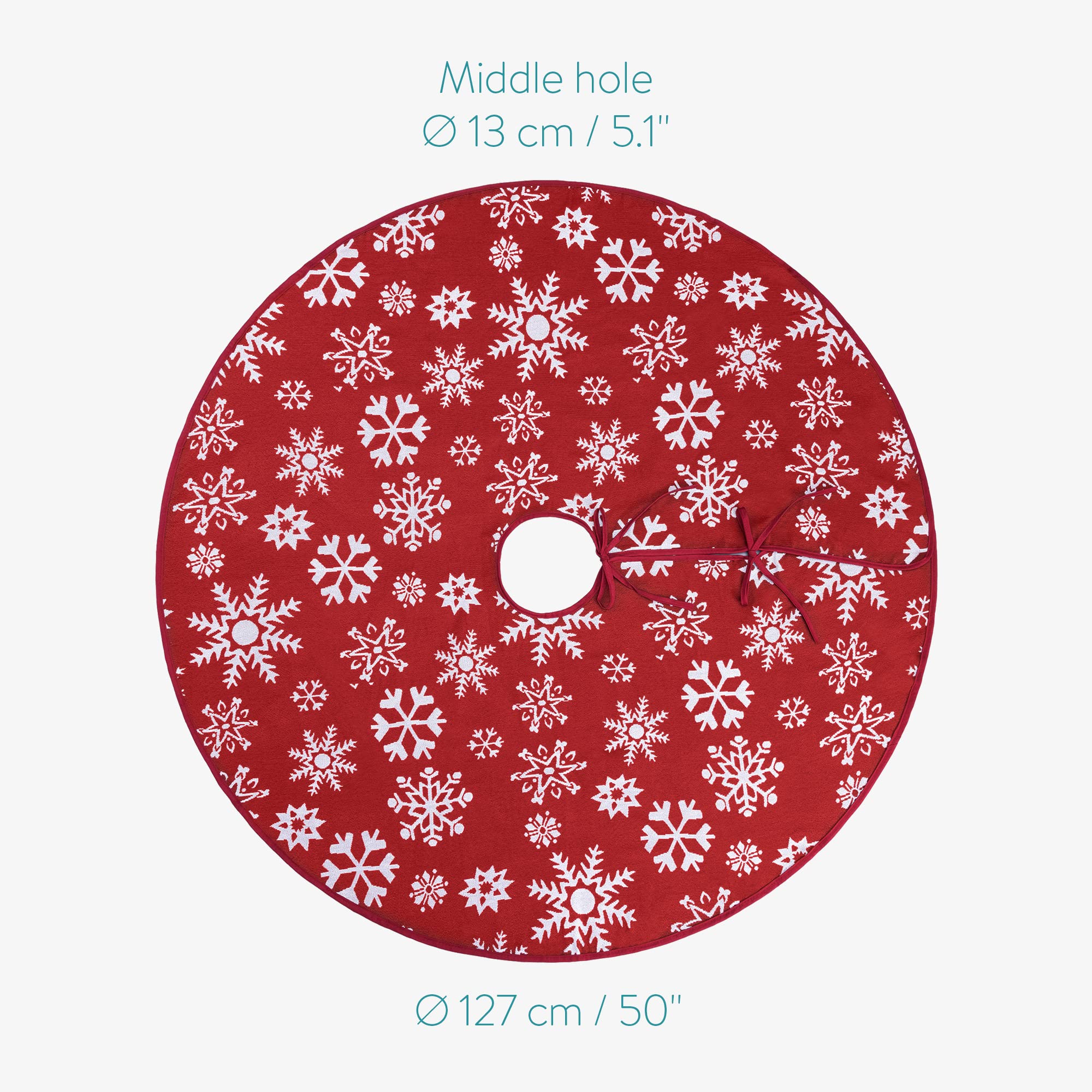 navaris-weihnachtsbaumdecke-baumrock-127-cm-rot-schneeflocken image 4