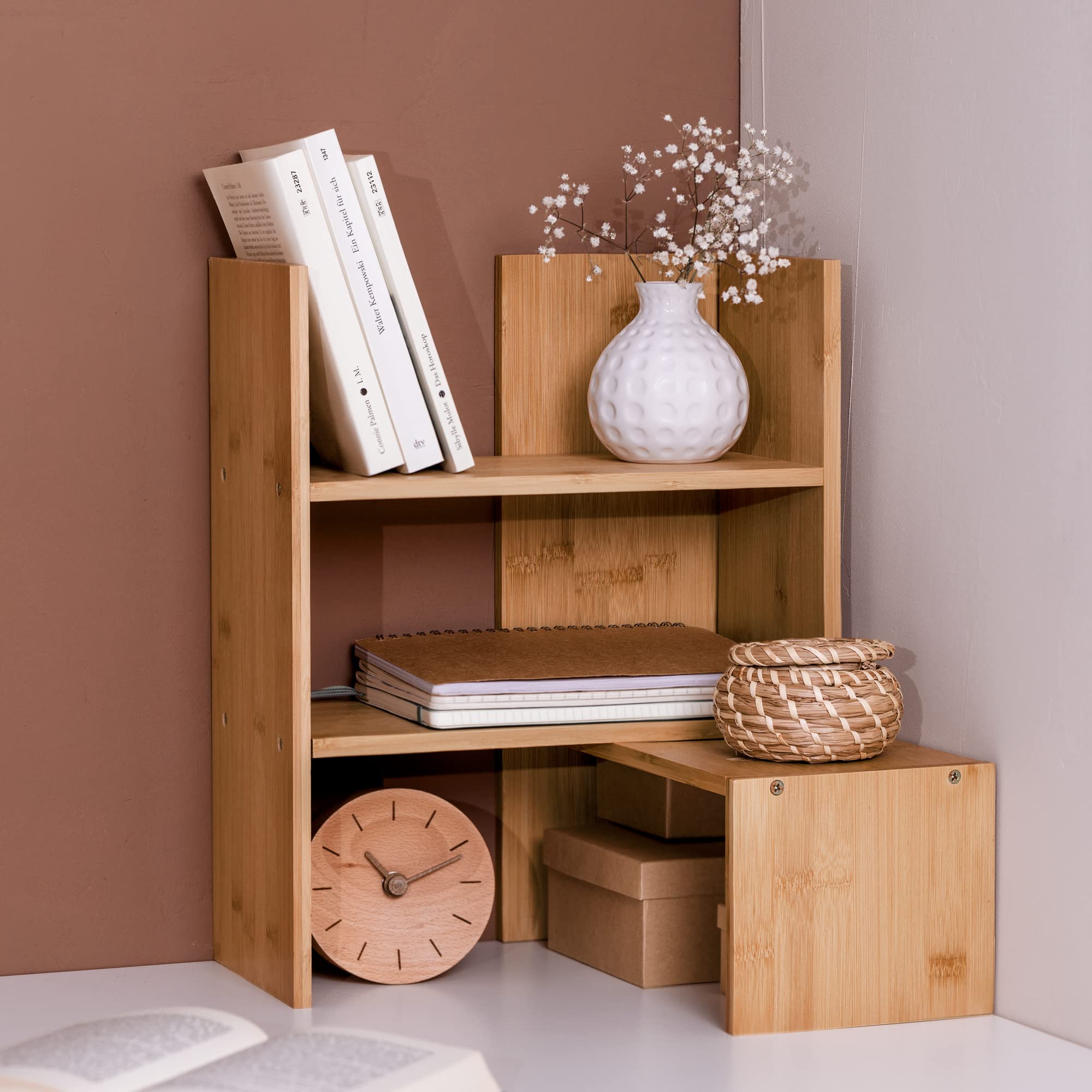 navaris-schreibtisch-organizer-bambus-eckregal-verstellbar-51cm image 5