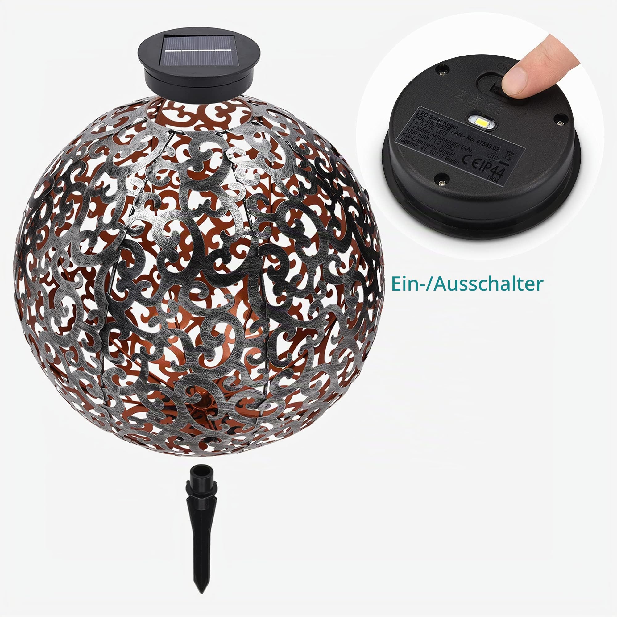 navaris-lighting-led-solar-kugel-metall-silber-30cm image 5