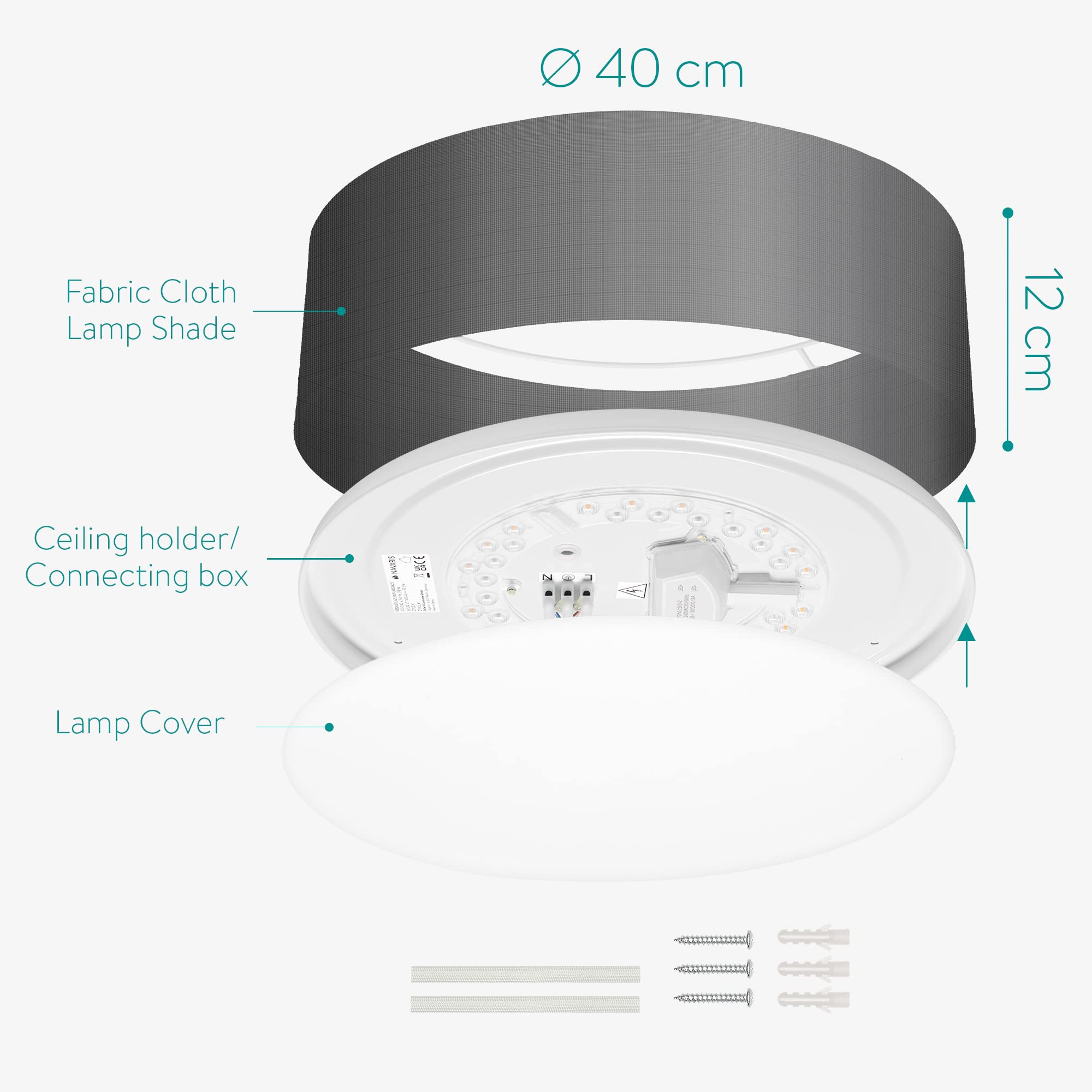 navaris-lighting-led-deckenleuchte-40cm-stoff-dunkelgrau-warmwei image 4