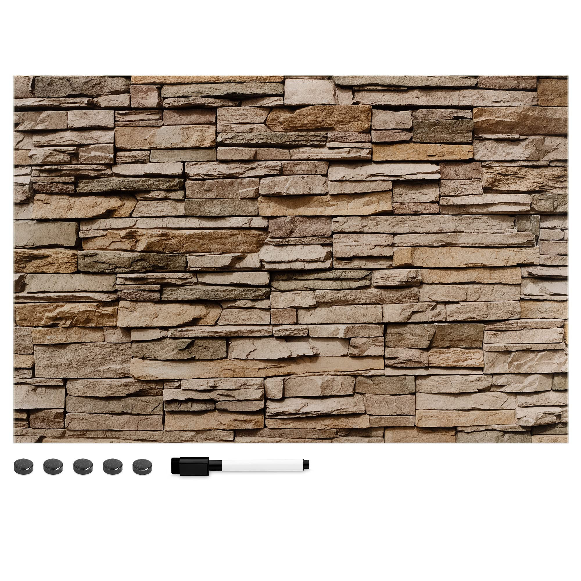 navaris-magnettafel-memoboard-60x40-magnetpinnwand-steinwand-braun image 1