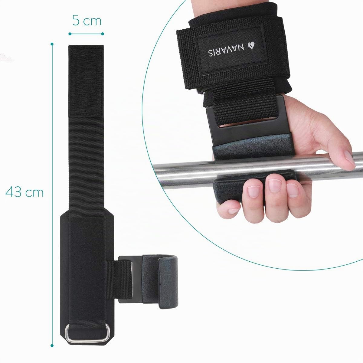 navaris-zughilfen-haken-krafttraining-straps-schwarz-2er-set image 4