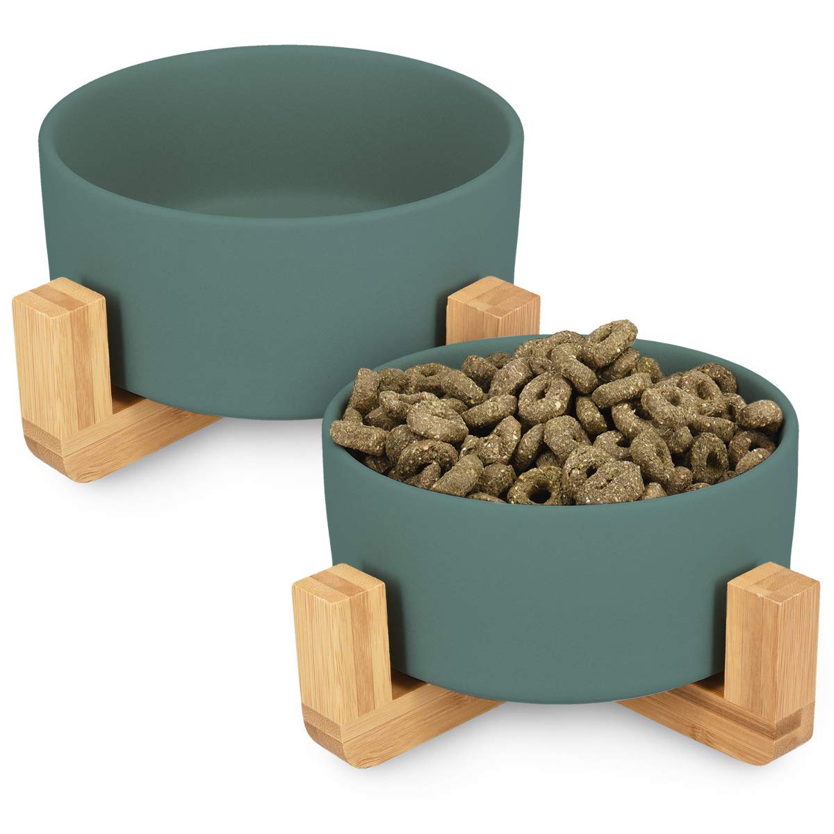 navaris-animals-futternapf-katze-keramik-2x850ml-gr-n-bambus image 1
