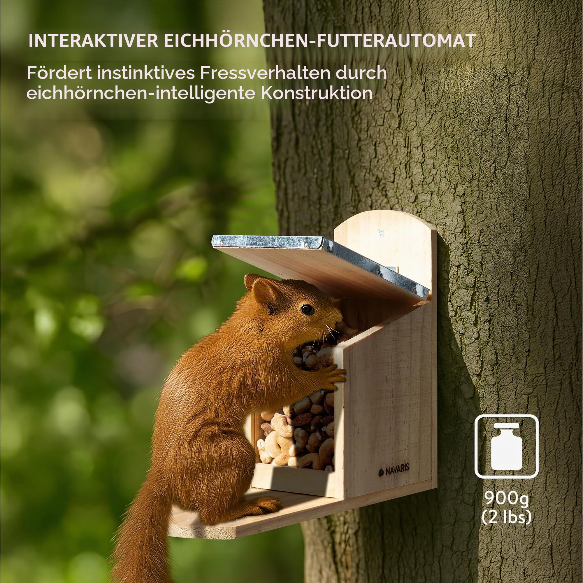 navaris-animals-eichh-rnchen-futterhaus-holz-metall-29-cm image 2