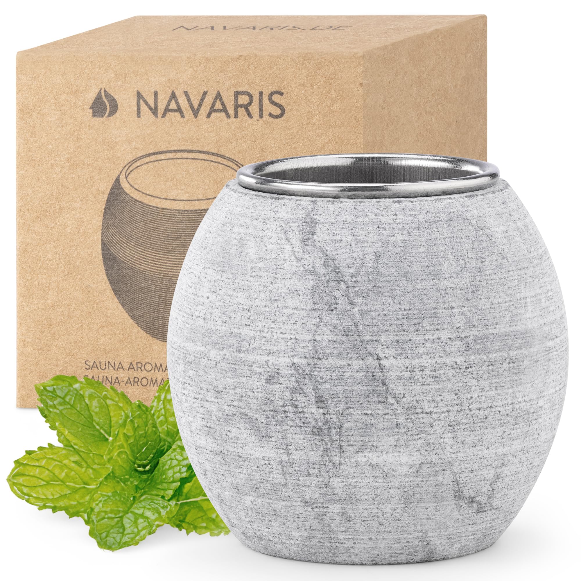 navaris-sauna-verdampferschale-speckstein-5cm-mit-edelstahl image 1