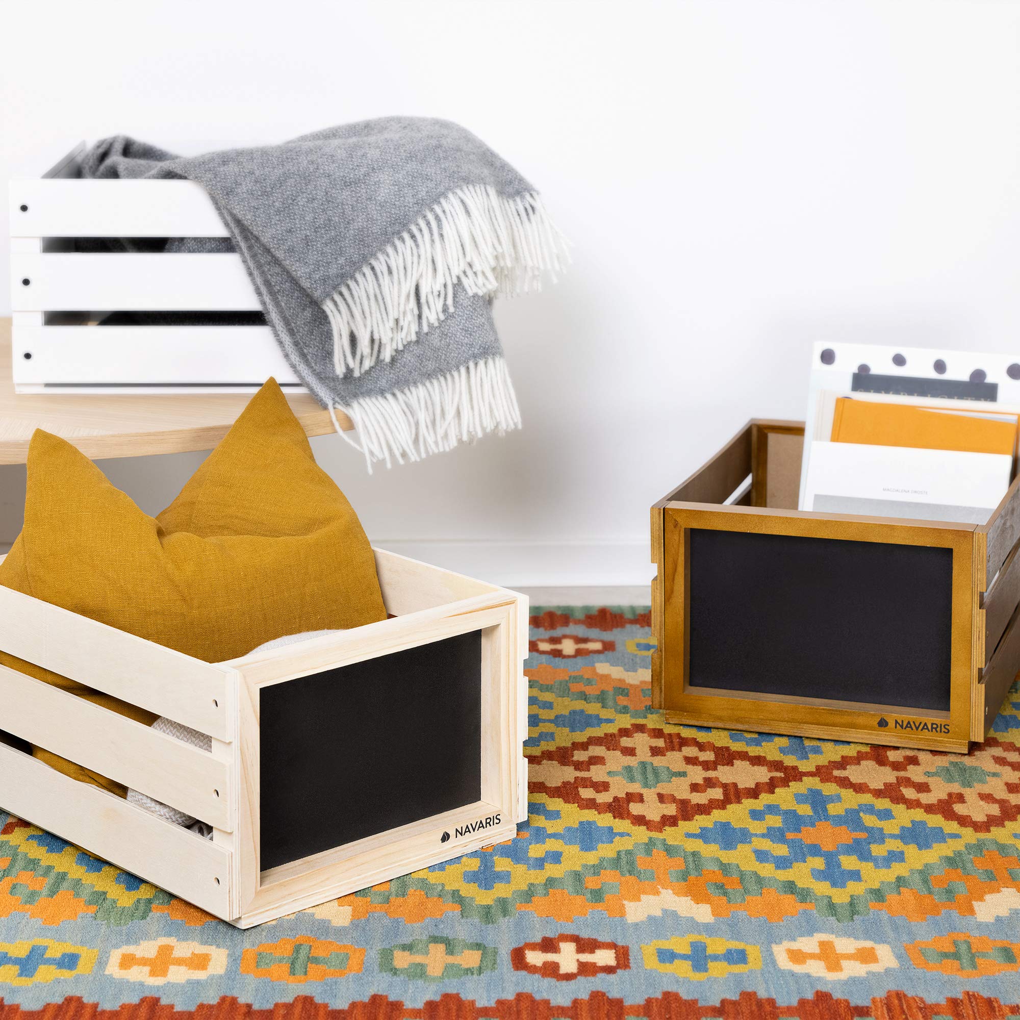 navaris-schallplattenkiste-holz-f-r-80-lps-braun-kreidetafel image 5