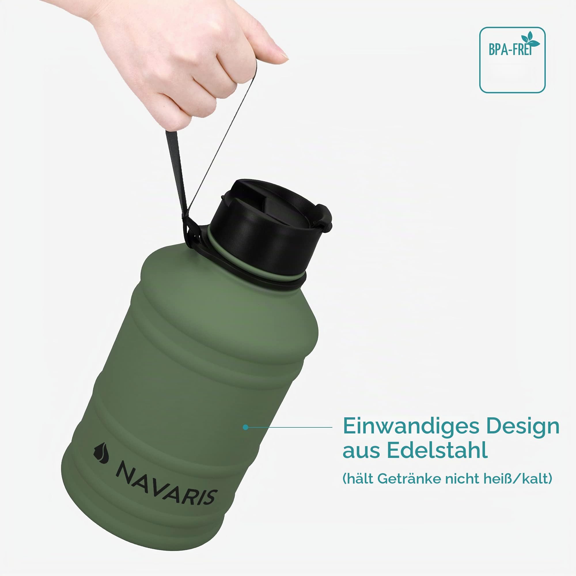 navaris-sport-trinkflasche-edelstahl-2-2l-dunkelgr-n-bpa-frei image 4