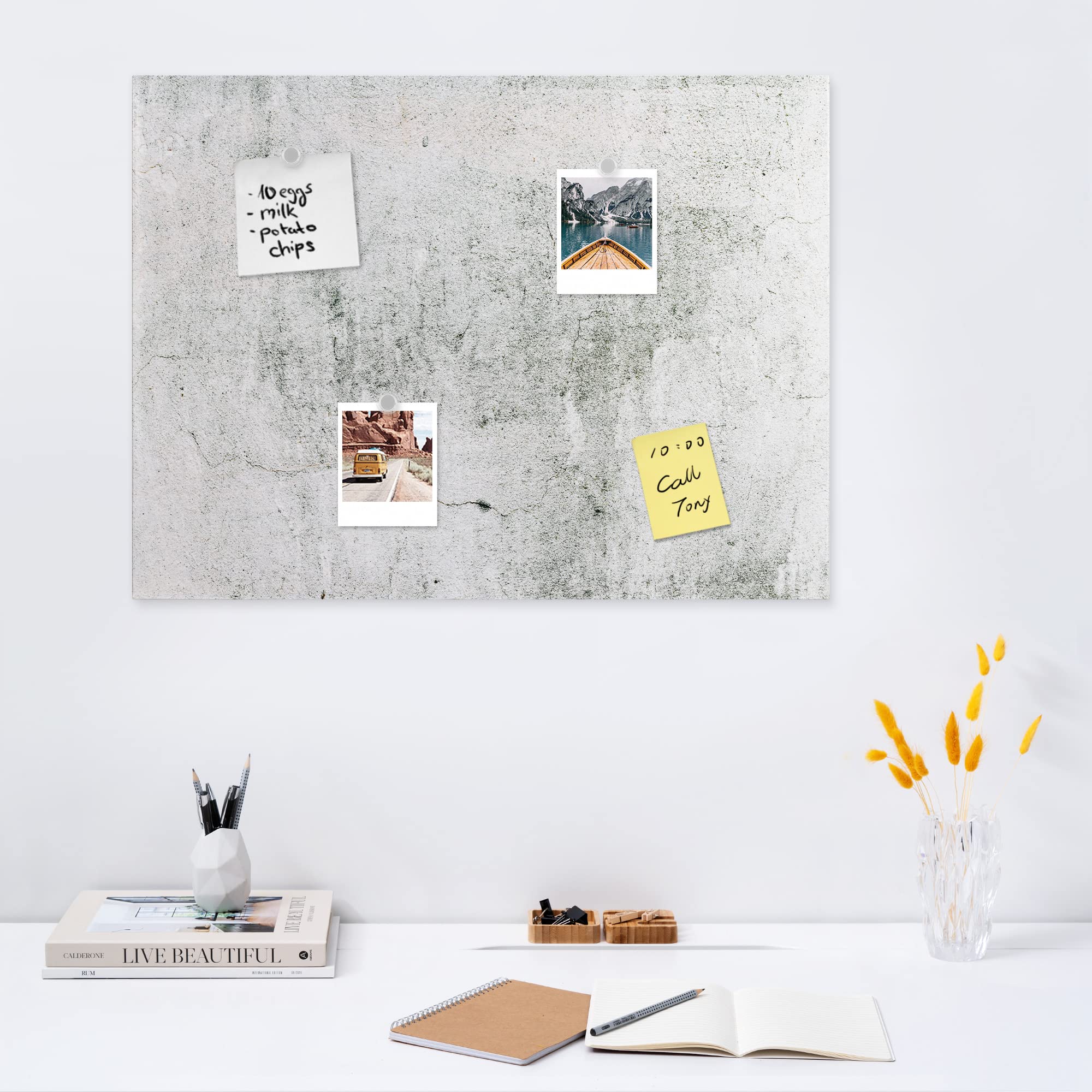 navaris-magnettafel-memoboard-33x43cm-betonwand-abwischbar image 2
