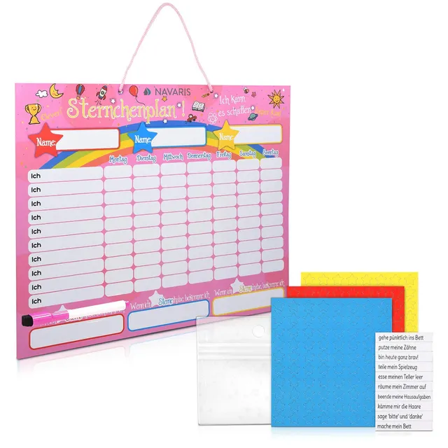 navaris-belohnungstafel-magnetisch-40x32cm-250-sterne-kinder image 1