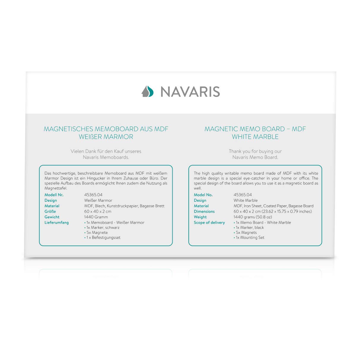 navaris-magnettafel-memoboard-60x40-magnetpinnwand-white-marble image 7