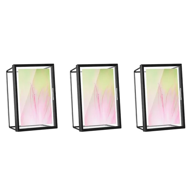 navaris-bilderrahmen-set-3tlg-schwarz-geometrisch-glas-10x15 image 1