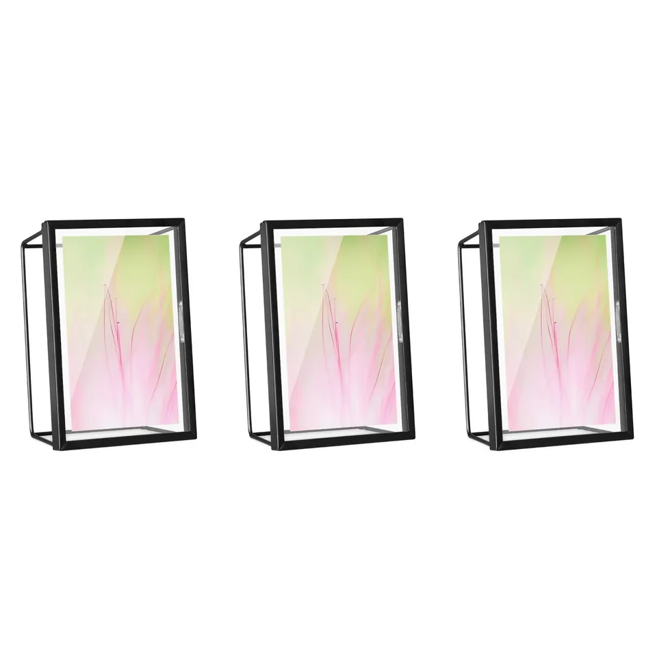 navaris-bilderrahmen-set-3tlg-schwarz-geometrisch-glas-10x15 image 1