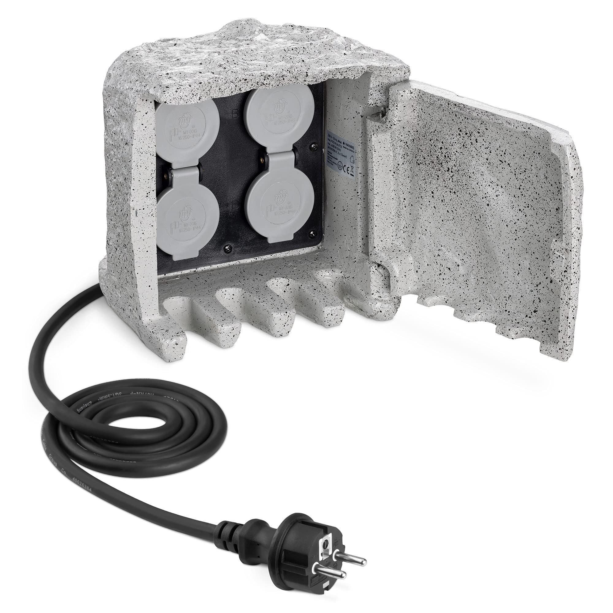 navaris-garten-steckdose-steinoptik-4-fach-ip44-3680w image 1