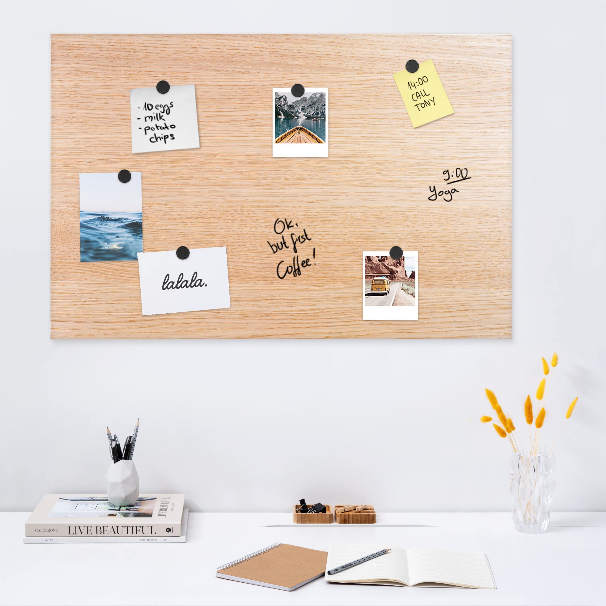 navaris-magnettafel-memoboard-60x40-magnetpinnwand-holz-design image 2