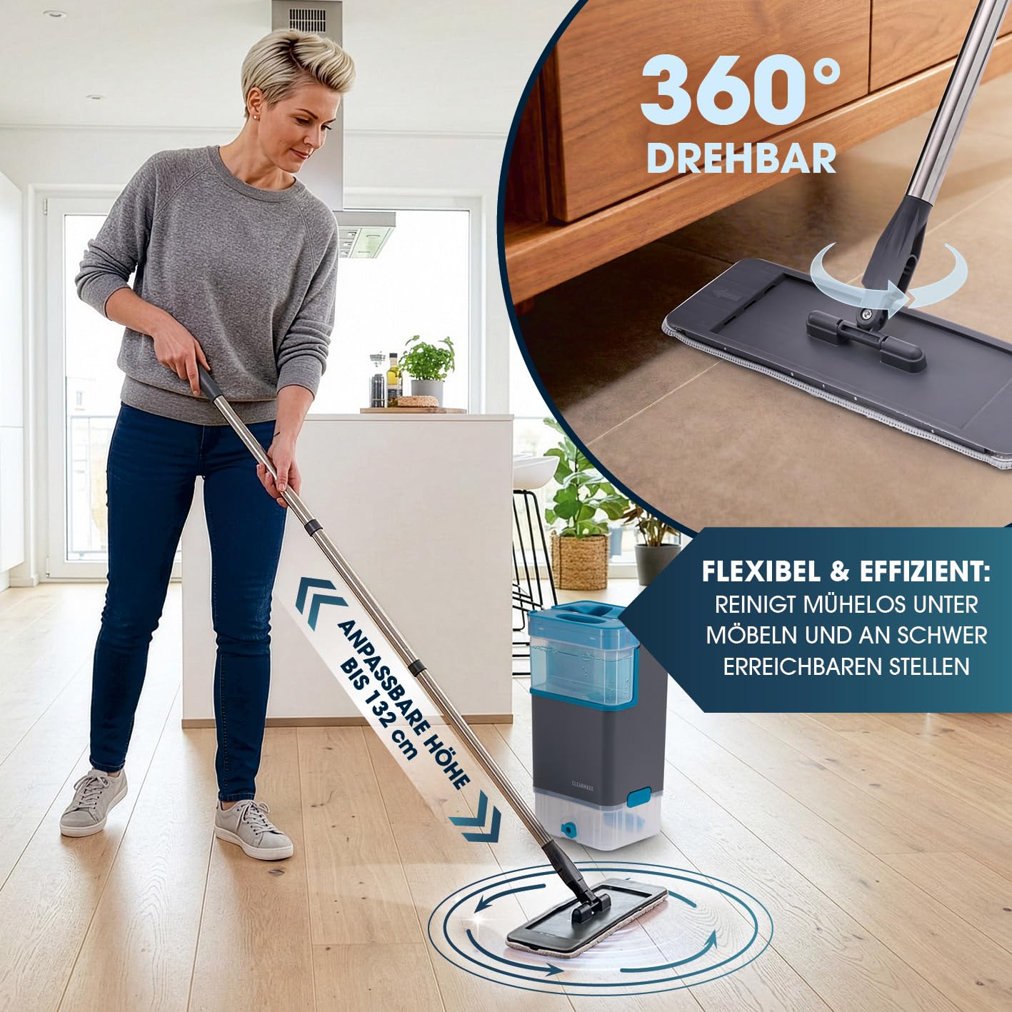 cleanmaxx-komfort-mopp-duotank-bodenwischer-blau-2-pads-132cm image 4