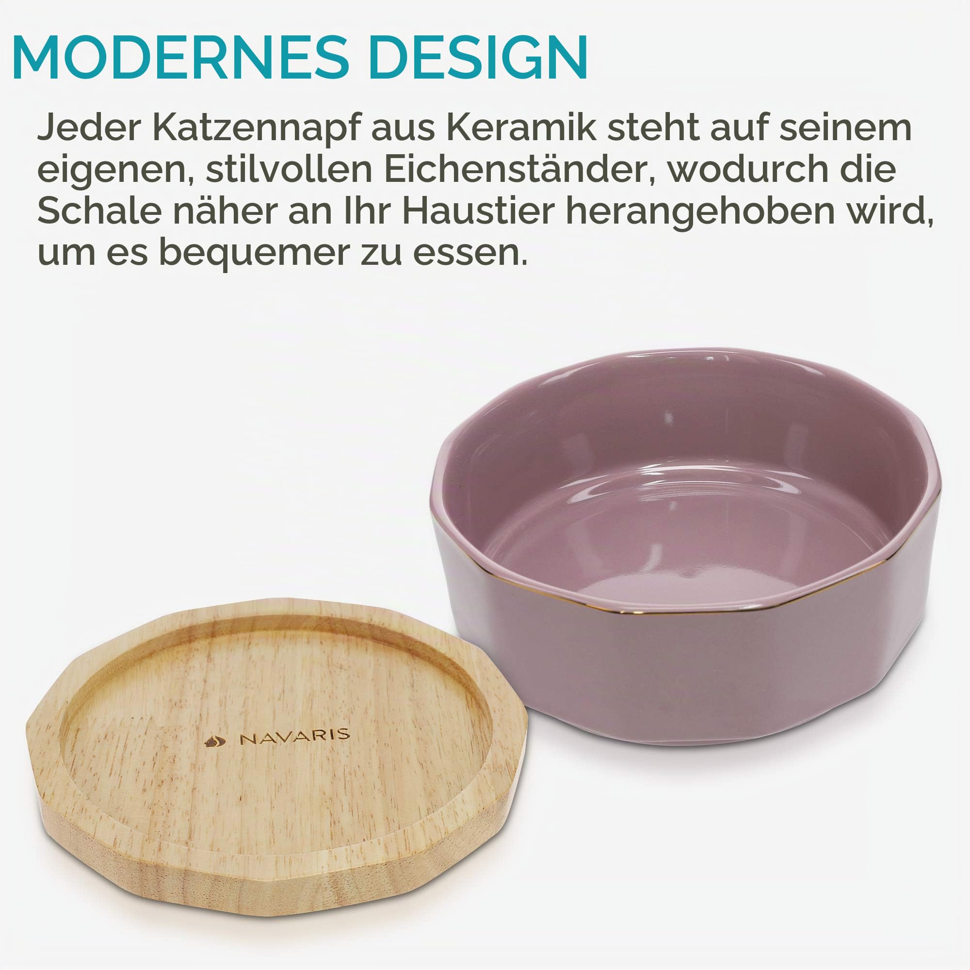 navaris-animals-fressnapf-keramik-set-2x-800ml-lila-grau-holz image 3