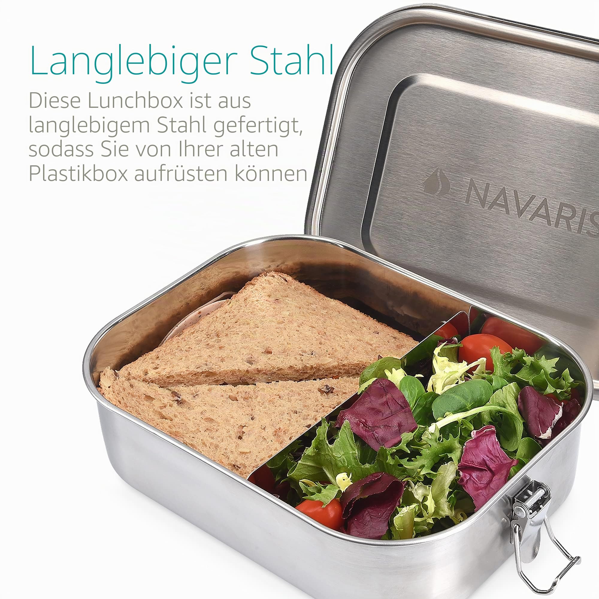 navaris-kitchen-brotdose-edelstahl-800-ml-auslaufsicher-mit-trenner image 4