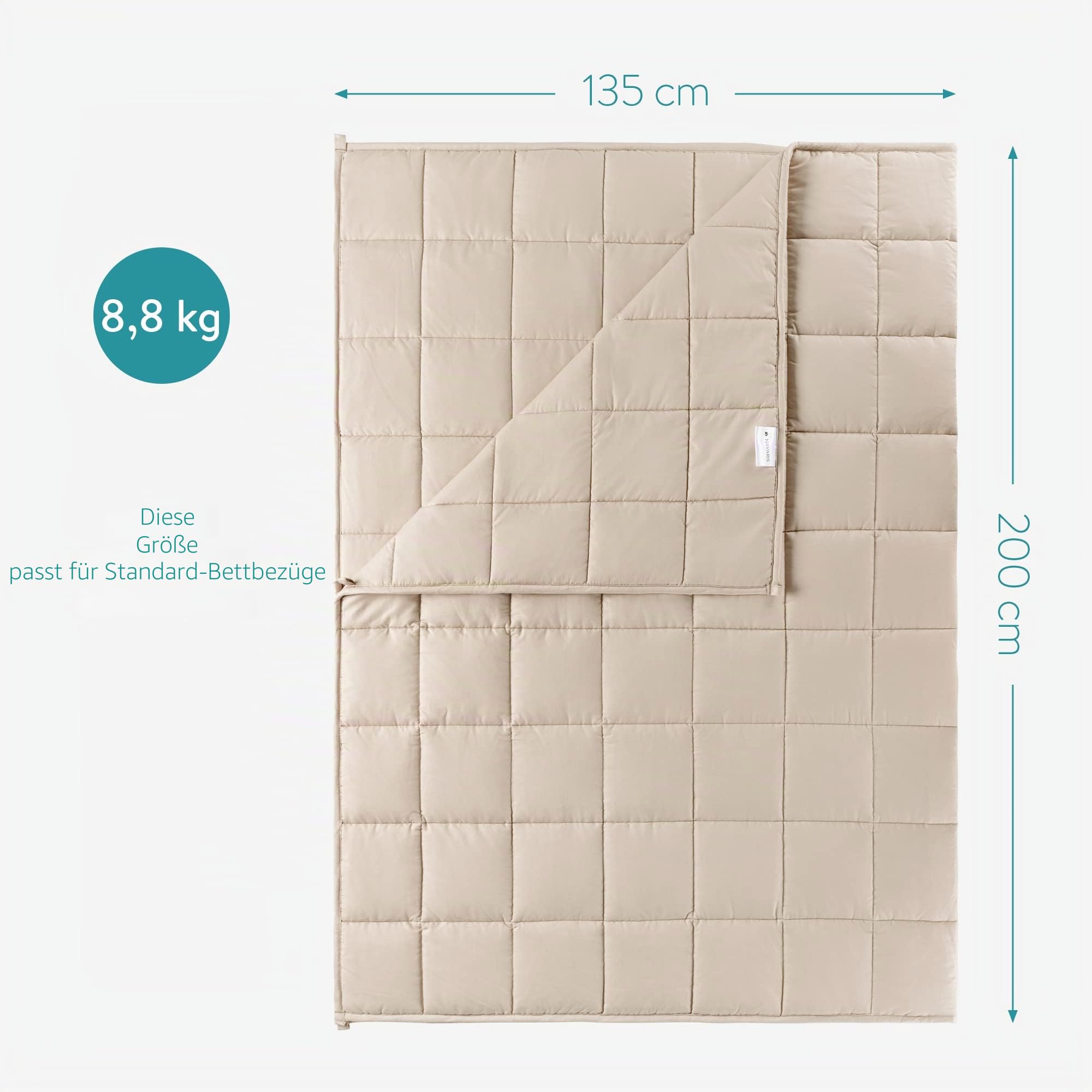 navaris-living-gewichtsdecke-baumwolle-135x200cm-8-8kg-beige image 4