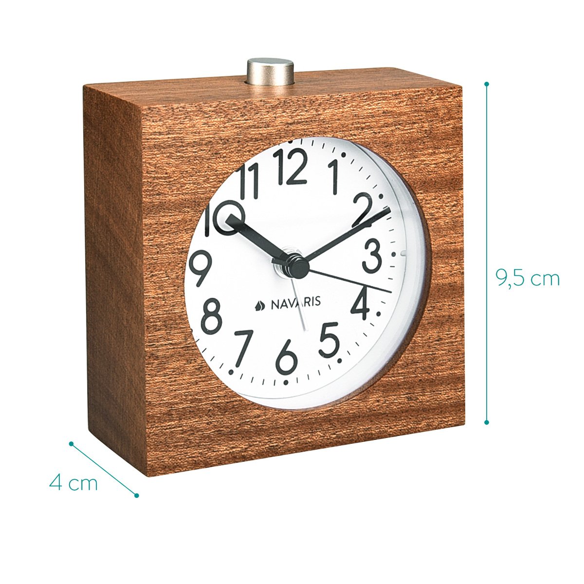 navaris-living-holzwecker-analog-dunkelbraun-snooze-licht image 4